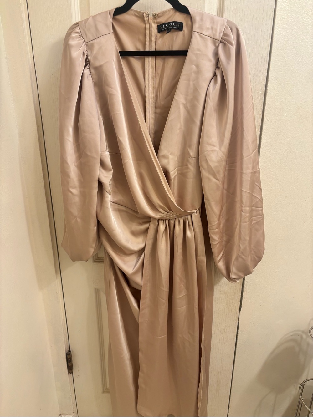 Eloquii Dusty Blush Satin Midi Wrap Dress